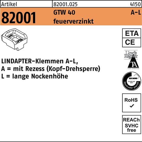 Lindapter GT A LM 10 feuerverzinkt, lang S (1/2)