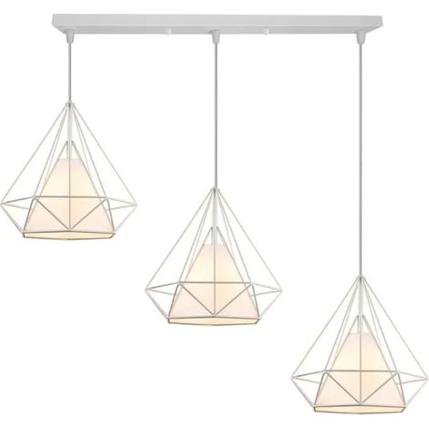 Lustre Suspension Luminaire Industrielle Salon Blanc Lampe Suspension Retro en Métal Style Vintage pour Salon Chambre (1/4)