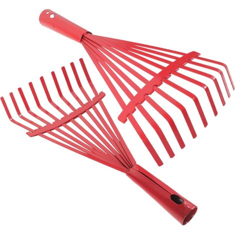 2pièces Râteau à Acier avec Tête Large pour Pelouse et Jardin Poignée Ergonomique pour Ramassage Facile (1/5)