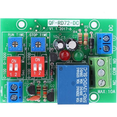 Módulo de relé de ciclo infinito ON/OFF RD72-DC-12V con interruptor de retardo de disparo y relé de bucle infinito - Crezuo (1/4)