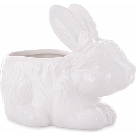 Figur-Deckel Hase Keramik-Blumentopf Osterdekoration weiß (1/5)