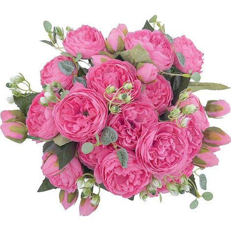 Composition de fleurs artificielles en soie rouge, décoration de table de mariage, décoration de cuisine-AquaForge (1/5)
