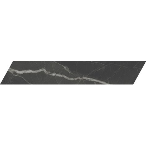 Carrelage sol / mur chevron effet marbre noir 7,4X45 cmm - SCULTOREA Dark diamond chevron J475 (vendu par boite de 0,87m2) (1/2)