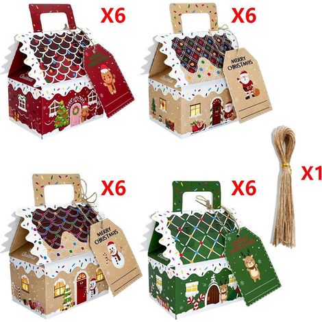 Boîte Calendrier De Lavent - 24 Boîtes En Carton Forme De Chalet - À Remplir Soi-Même - Pour Cadeaux Sucrés Ou Notes Personnelles - 1 Lot (1/5)