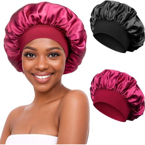 Satin-Haarhaube für die Nacht – 2-teilig – Satinmaterial – Anti-Frizz-Schutz – Damen und Mädchen – Einheitsgröße (1/5)