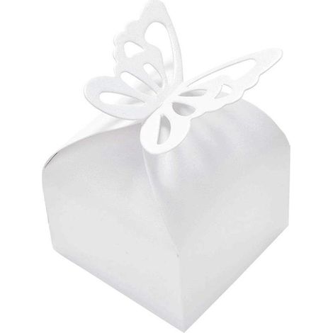 Allecto - Farfalle Bianche - Scatole Regalo - Perfette per Feste - Piccole - Scatole Regalo - Adatte per Matrimoni e Compleanni - 50 Pezzi (1/5)