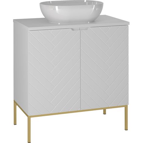 Mueble lavabo individual 80cm 2 puertas sobre patas Daria Blanco (1/4)