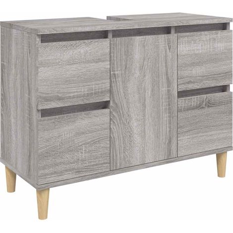 Mobile Lavabo Armadio Lavabo Grigio Sonoma 80x33x60 cm in Legno Multistrato (1/5)