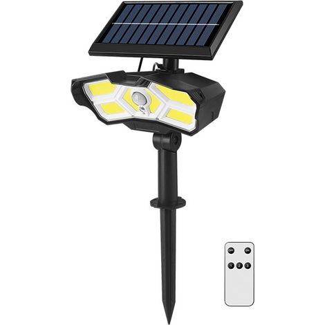 Lámpara solar inteligente para jardín con control remoto, simulación de vigilancia, ajuste de ángulo múltiple, resistente al agua IP64, para montaje en pared o suelo. (1/5)