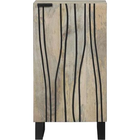 Buffet Bas en Bois de Manguier Massif, Meuble de Rangement 40x33x75 cm, Style Industriel pour Salon et Entrée (1/5)