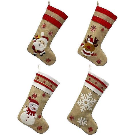 4er-Set Weihnachtsstrumpf-Dekoration, Weihnachtsgeschenksocken, Weihnachtssüßigkeiten-Geschenktüte (1/5)