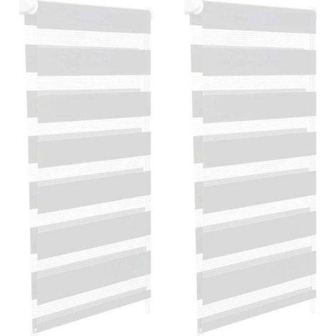 Lot de 2 stores enrouleurs zébrés jour nuit l.55 x H. max 170 CM blancs (1/5)
