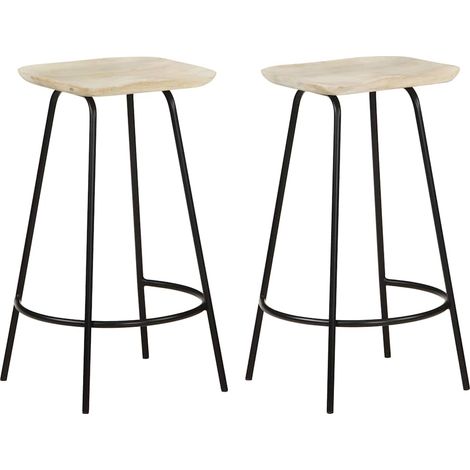 Lot de 2 Chaises de bar Tabourets de bar - Tabouret Haut Bois de manguier massif BV451617 - BonneVie (1/5)