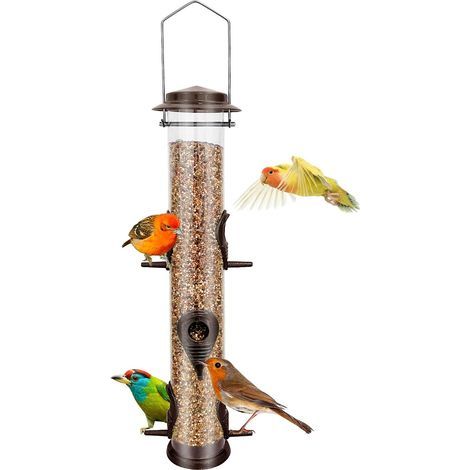 Vogelfutterhaus mit 6 Öffnungen, Stahl und Aluminium, wetterfest, für den Außenbereich (1/5)