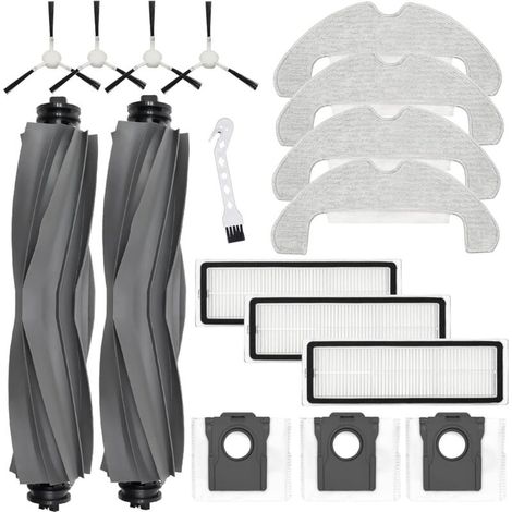 Accessoires pour Dreame D10 Plus Gen 2 Robot aspirateur pièce de Rechange, 2 Brosses à Rouleau + 4 Chiffon + 4 brosses latérales + 3 filtres + 3 Sac à poussière (1/5)