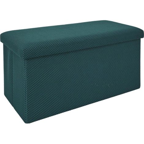 Banc coffre pliable en tissu texturé maille 3D bleu - ELECTRON (1/5)