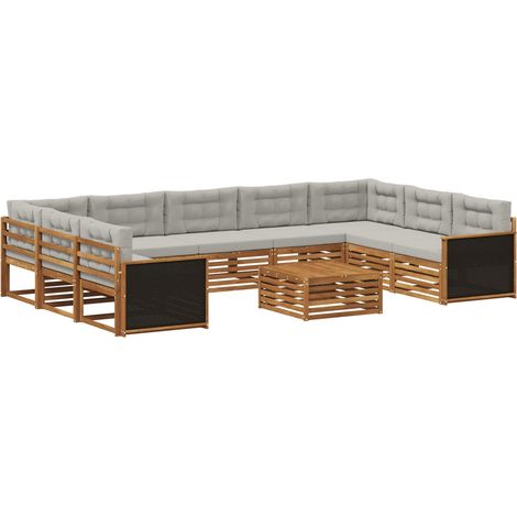 Ensemble de canapés d'extérieur 10 pcs Naturel et gris clair vidaXL (1/5)