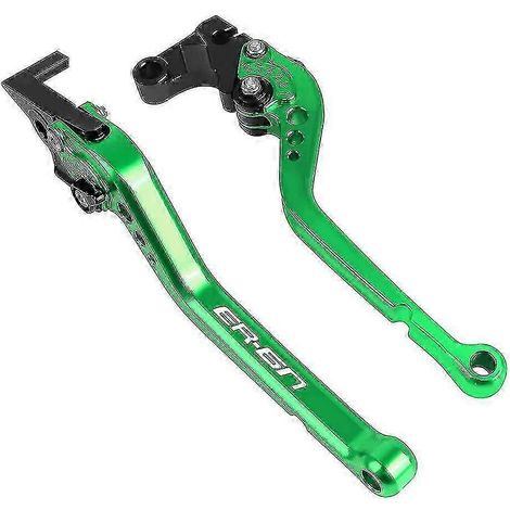 Compatible avec les motos Kawasaki ER6N (2009-2016, 2014, 2013, 2016) : leviers de frein et d'embrayage courts/longs (longs, verts). (1/5)