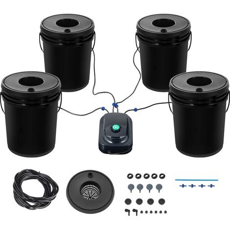 Mophorn Sistema di Coltivazione Idroponica DWC, Kit di Coltivazione in Acque Profonde 20 Litri con Pompa ad Aria, Pietre Porose, Dispositivo Livello dellAcqua, Sistema Idroponico per Verdure a Foglia