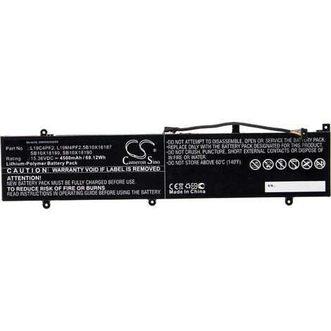 vhbw Akku Ersatz für Lenovo SB10X18190, SB10X18189, L19M4PF2, L19C4PF2, 5B10X18187 für Notebook (4500 mAh, 15,36 V, Li-Polymer) (1/2)
