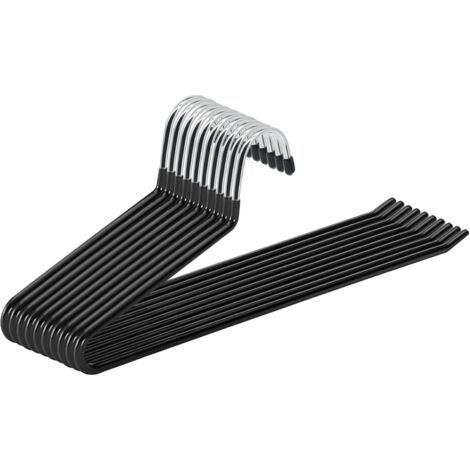 BUNTHAUS Lot de 10, 35 x 0,5 x 13 cm, Noir Cintres Pantalons, Accessoires de Rangement, Enfilage Facile, Chromé, Gain de Place, Porte Pantalon Antiglisse (1/5)