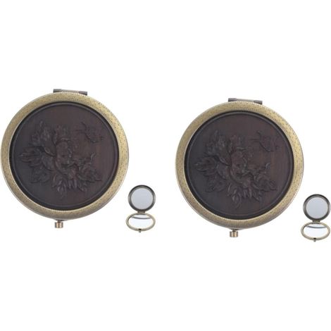 Lot De 2 Miroirs De Maquillage Portables pour Femmes Compacts Pliables Double Face Réfléchissants Pratiques (1/5)