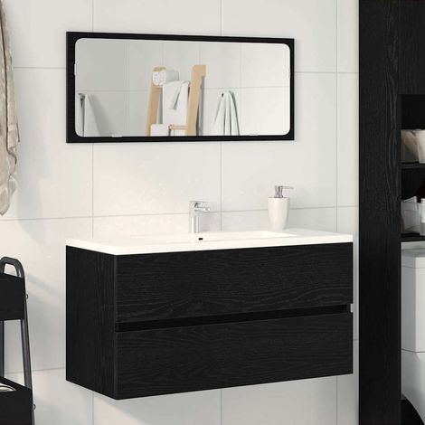 Spülbeckenschrank Schwarz Eiche 90x38,5x45 cm Holzwerkstoff