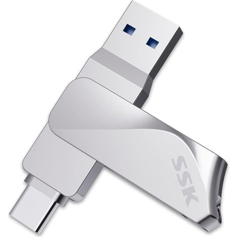 Cle USB 64Go Clé USB3.2 Haute Vitesse Clef USB2 en 1 Métal Flash Drive jusqu'à 200Mo/s, OTG Double Cles USB-Stockage Imperméable Mémoire Stick Pen Drive pour Android Voiture PC tablettes (1/5)
