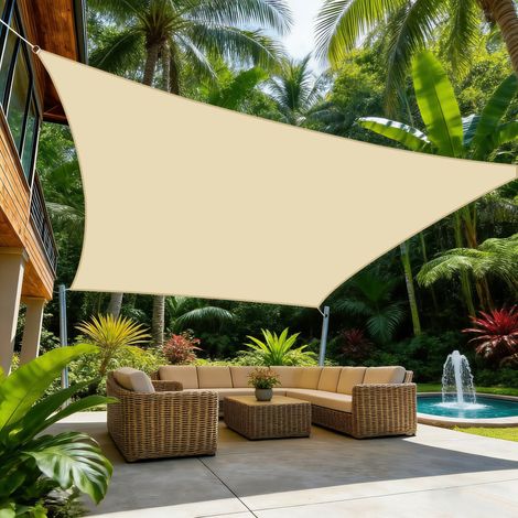 (Beige, 200x300cm) Voile d'ombrage imperméable, respirante haute densité, blocage UV à 95%, adaptée aux patios et jardins. (1/4)