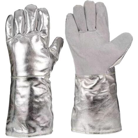 Pair Gants de barbecue, gants en tissu d'aluminium résistant à la chaleur, imperméables et résistants à l'usure, parfaits pour la cuisson et les grillades. (1/4)