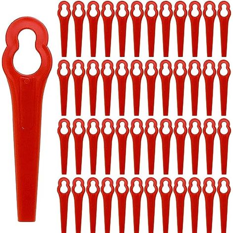 200 Pièces Jardin Tondeuse Plastique Lames, Coupe Bordure Rouge Lames, Lames Rechange Coupe Bordure, Longueur 83mm (1/5)