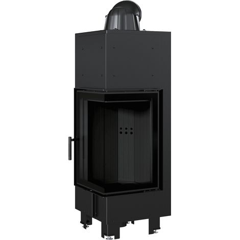 Kamineinsatz aus Stahl KRATKI MBN rechts 10 kW Ø 200 schwarz Verkleidung (1/5)