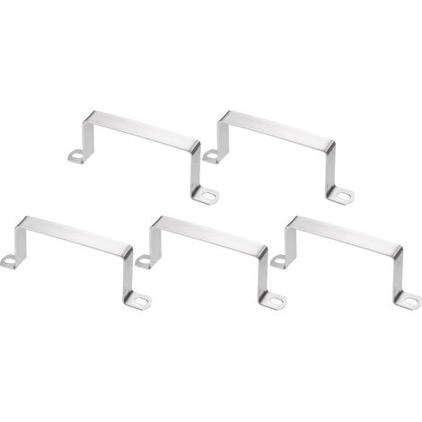 5pcs Collier Pour Tube Carré 100x50mm 304 Acier Inoxydable Argent (1/5)