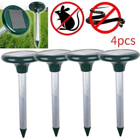 pezzi Repellente per talpe solare ad ultrasuoni, Repellente solare, Repellente per serpenti ad ultrasuoni, Impermeabile, Anti talpa, Ratto, Topo, Serpente (1/5)