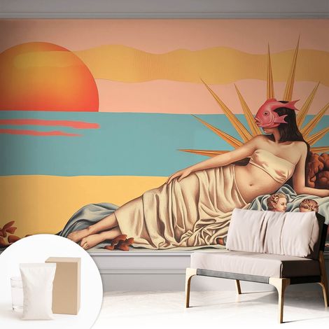 Tapete Vliestapete mit Kleber - Fototapete mit Motiv - Wandtapete modern - Wandgestaltung Surrealistischer Sonnenuntergang 312x219 cm (1/5)