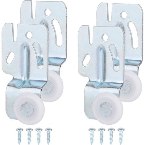 4pcs Quincaillerie pour Porte Placard Coulissante, Kit Rouleaux de Garde-Robe pour Quincaillerie Dérivation à Suspension Supérieure Convient aux Portes de 3/4" à 1-3/8" d'Épaisseur (1/5)