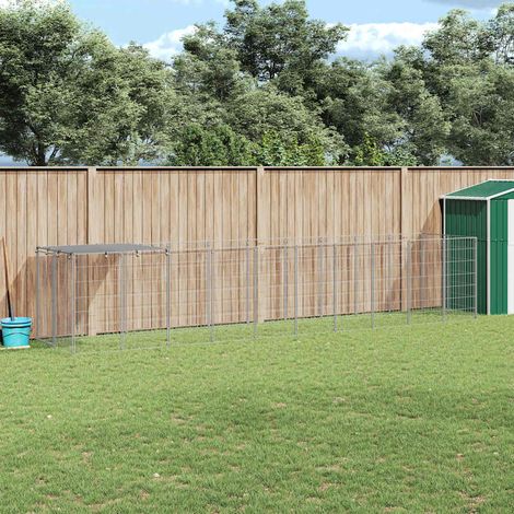 vidaXL Perrera plateada 6,05 m² acero (1/4)