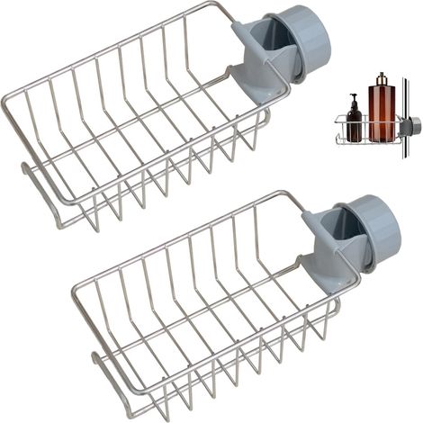 Shower Shelf Without Drilling Stainless Steel Silver Set of 2, Stainless Steel Bathroom Shelf for 18-27mm Bar/Rail, Shower Soap/Shampoo Holder, Kitchen Storage Accessory (1/5)