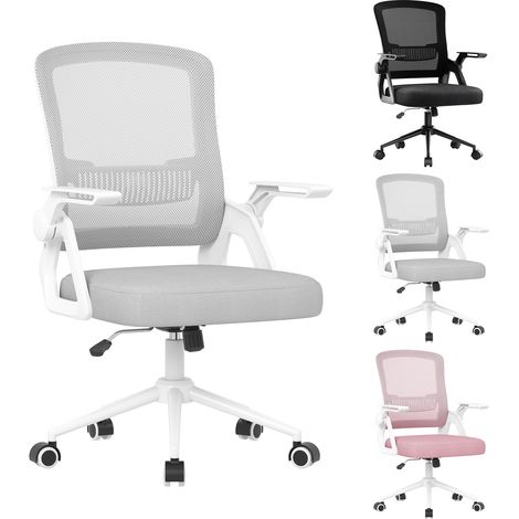 Ergonomic Mesh Office Chair Swivel Desk Chair with Flip-Up Arms Pink