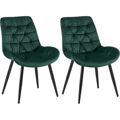 Chaises de salle à manger x2 en velours vert cadre en métal noir confort & élégance intemporelle 100007479 (1/5)