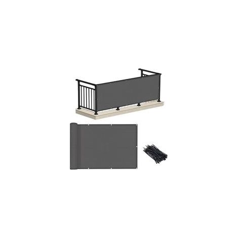 Brise-vue pour balcon 3 x 10 pieds – Gris foncé (PEHD) – Protection UV et résistance aux intempéries – Hauteur de 3 pieds – Idéal pour terrasse, patio, jardin, piscine extérieure, porche et garde-corp (1/5)