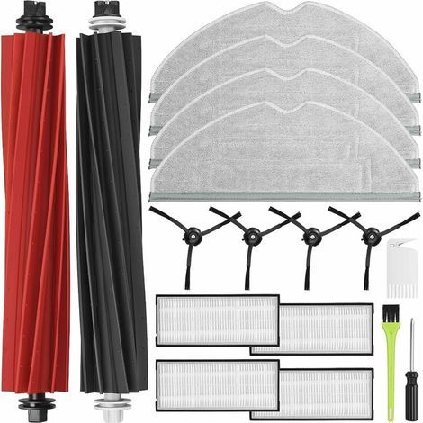 Kit et accessoires compatibles pour Roborock S8 Pro Ultra, pièces de rechange pour Roborock S8/S8 Plus, 2 brosses principales, 4 filtres, 4 lingettes de nettoyage et 4 brosses latérales, pièces détach (1/5)