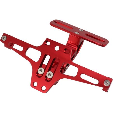 Support de plaque d'immatriculation moto en alliage d'aluminium CNC, universel et réglable, rouge (1/5)
