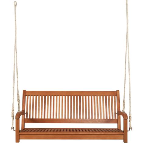 COSTWAY Banco Columpio con 2 Asientos/Columpio de Eucalipto para Pórtico con 2 Cuerdas Resistentes, Capacidad de Carga de 360 kg/para Pórtico Patio Balcón (1/5)