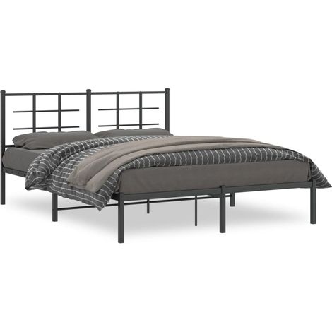 Maison Exclusive - Bettgestell mit Kopfteil Metall Schwarz 150x20