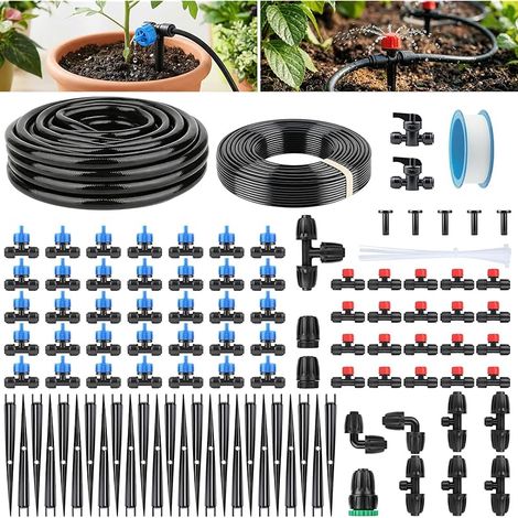 Système D'irrigation Arrosage Automatique pour Jardin 101Pcs [15M + 15M Tuyaux D'irrigation], Arrosage Jardin à Pression Équilibrée pour Jardins, Serres, Terrasses, Pelouse