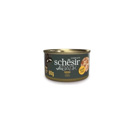 Schesir After Dark Filetes de Pollo en Caldo - Comida Humeda Completa para Gatos - 80 g