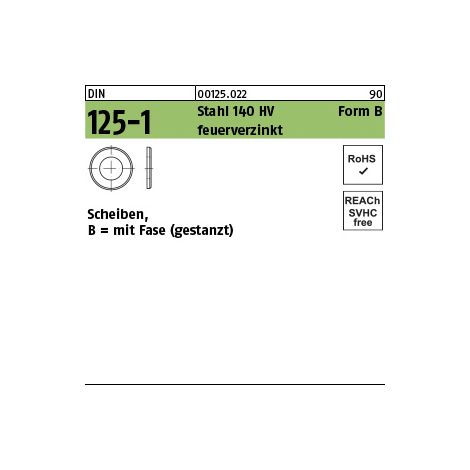 DIN 125 Flache Scheibe Stahl B 46mm feuerverzinkt mit Fase Form B 25 Stk
