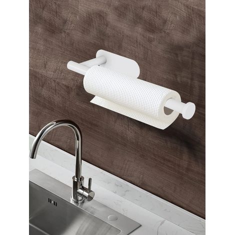 (Blanc C long) Porte-essuie-tout adhésif pour la cuisine, distributeur de papier toilette, rangement pour armoire, porte-serviettes, accessoires de salle de bain (1/5)