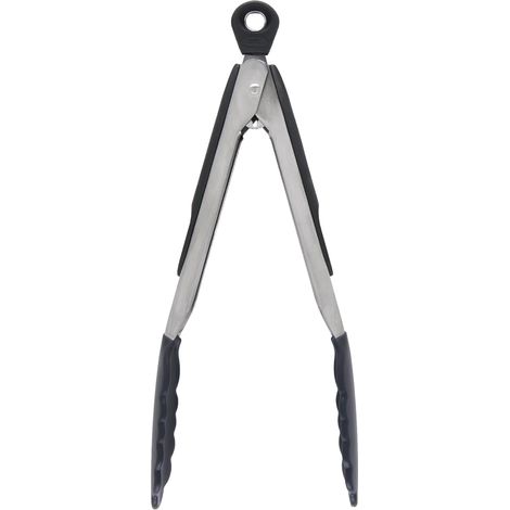 Pinzas de 23 cm de largo con puntas de silicona, pinzas de cocina fabricadas en acero inoxidable y silicona antideslizante